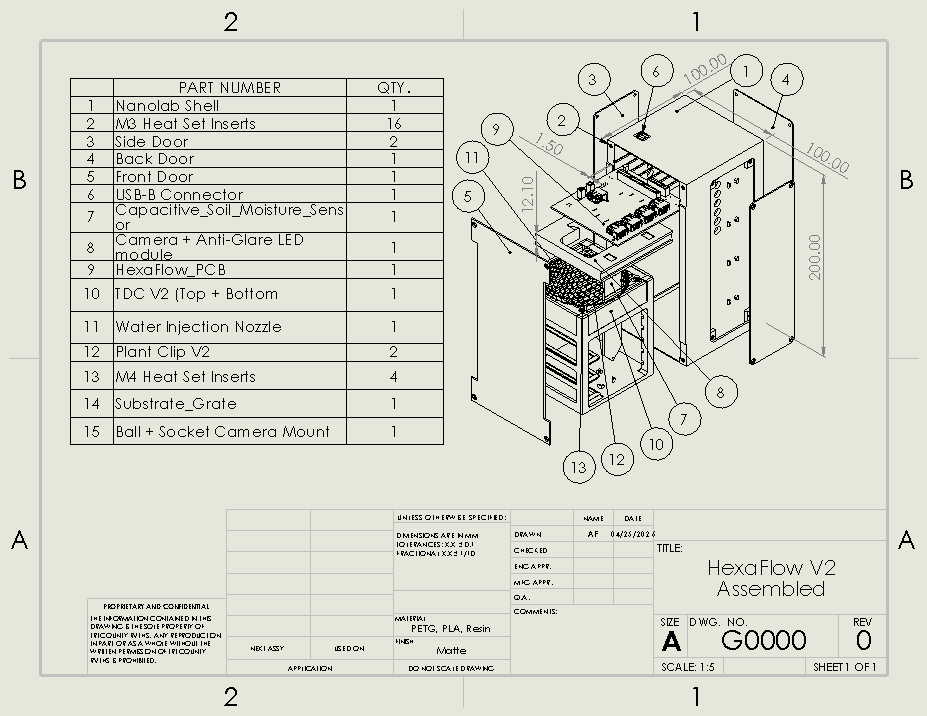 HexaFlow V2 assembly drawing