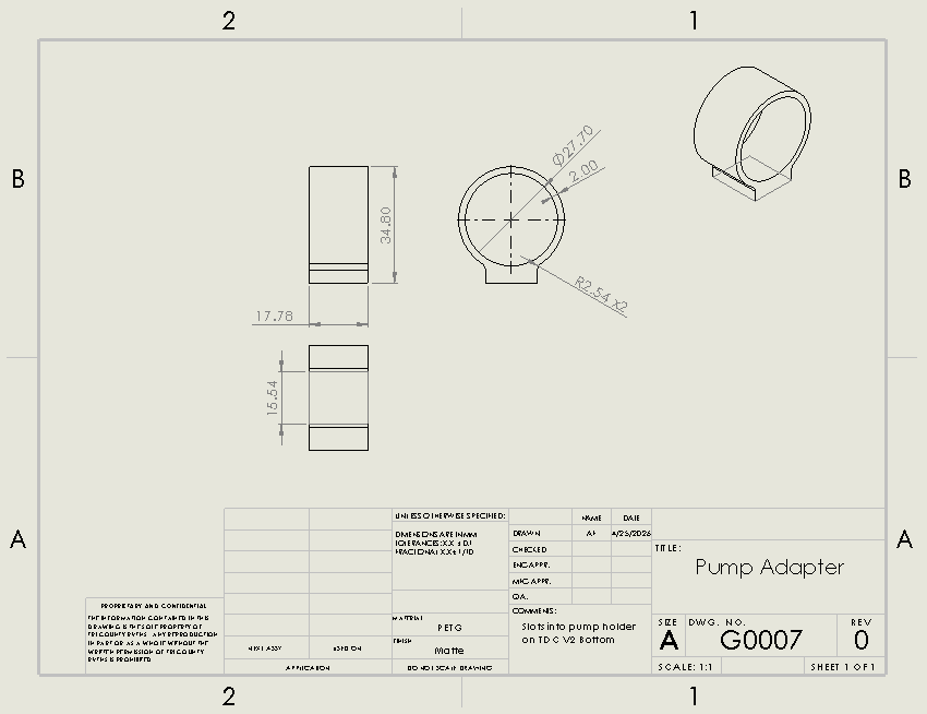 Pump adapter drawing