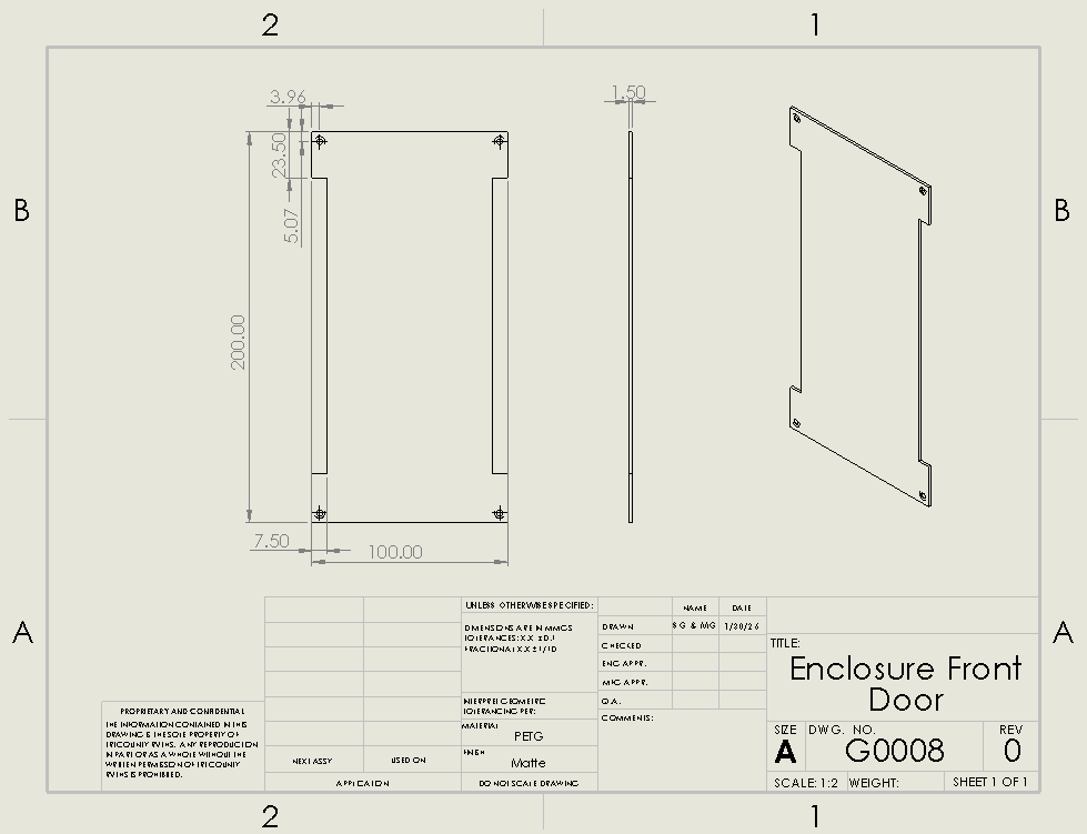 Enclosure front door drawing