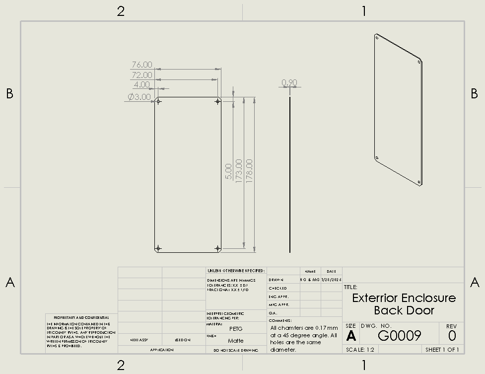 Enclosure back door drawing