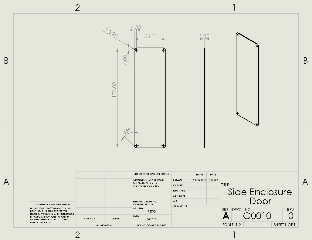 Side enclosure door drawing