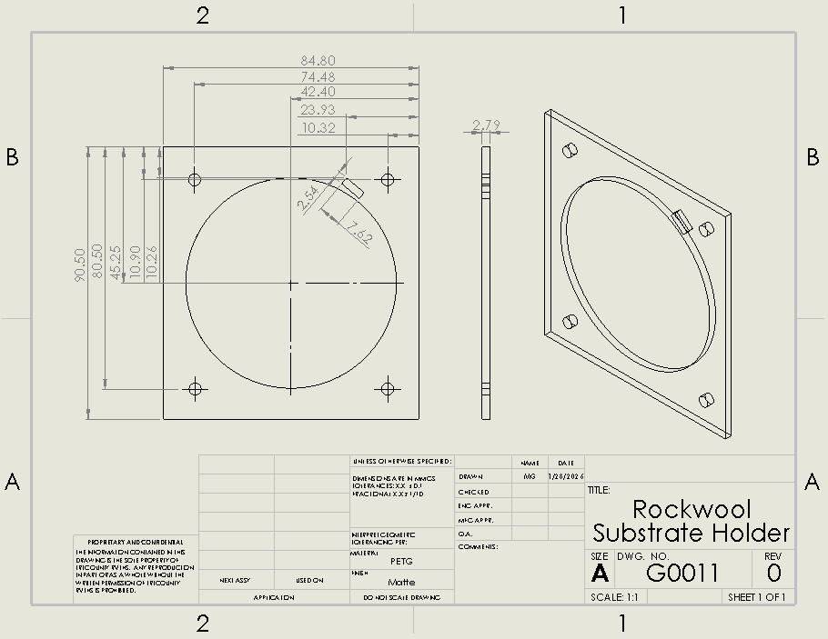 Rockwool substrate holder drawing