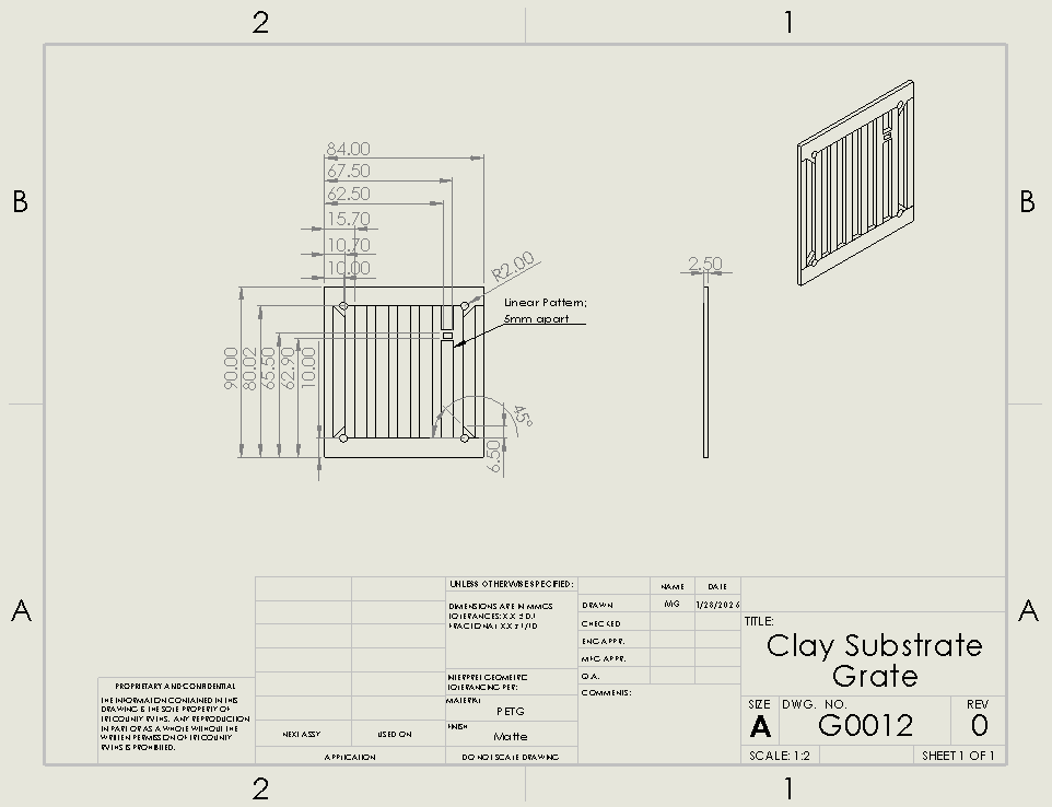 Clay substrate grate drawing
