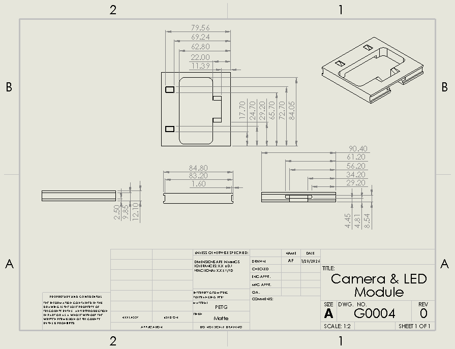 Camera & LED module drawing