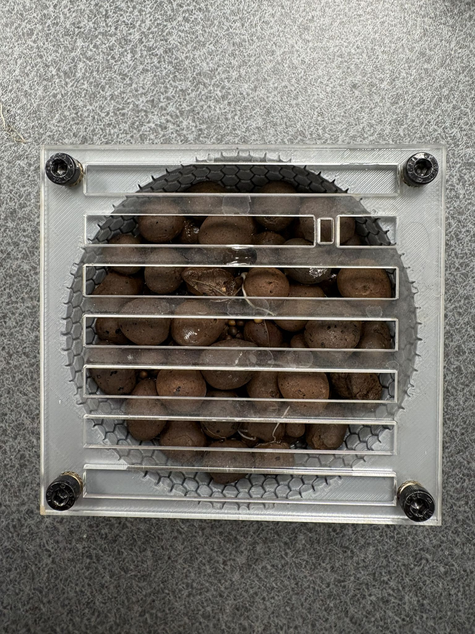 Clay pebble cover — installed
