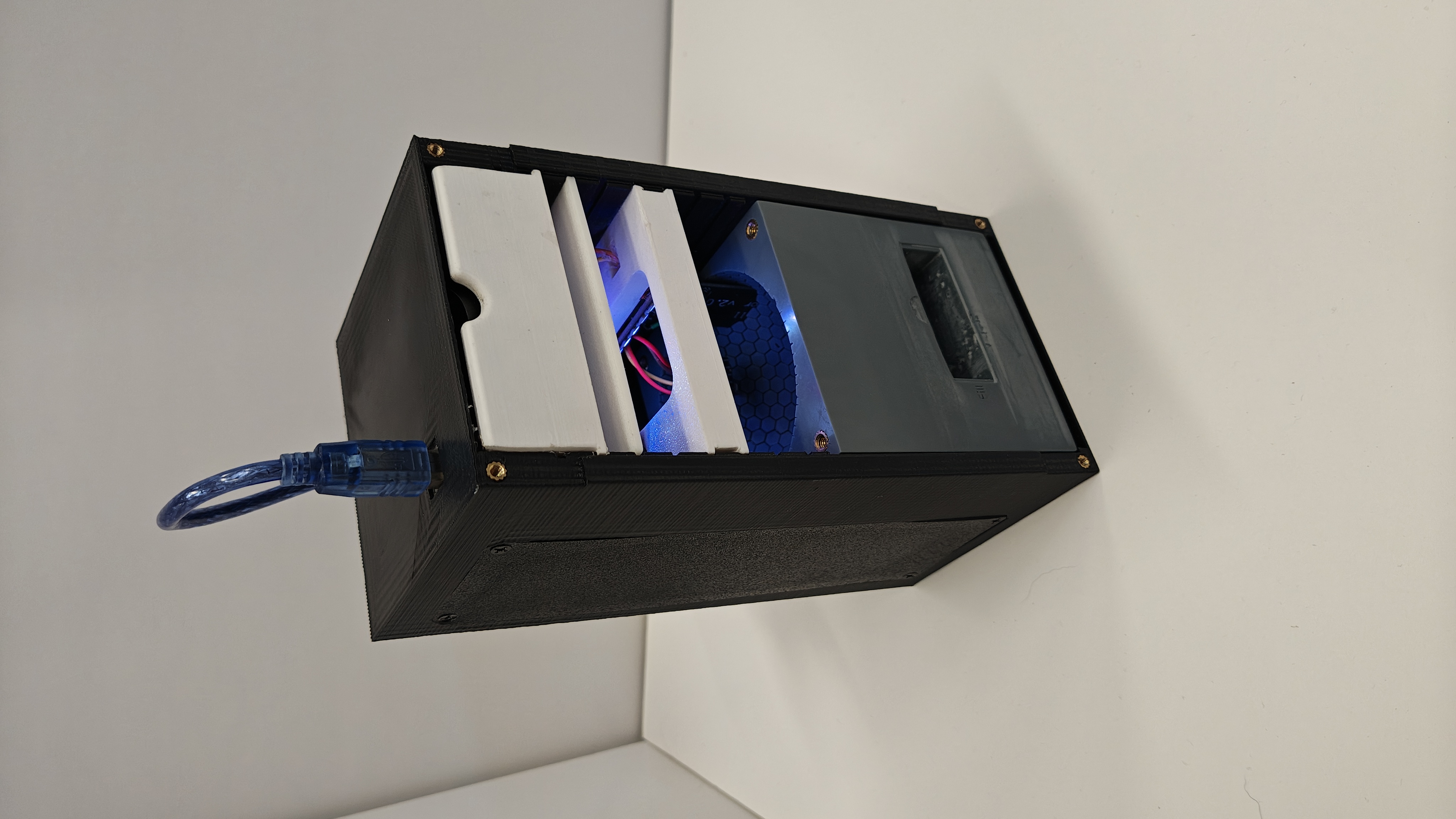 Enclosure open — shelf system