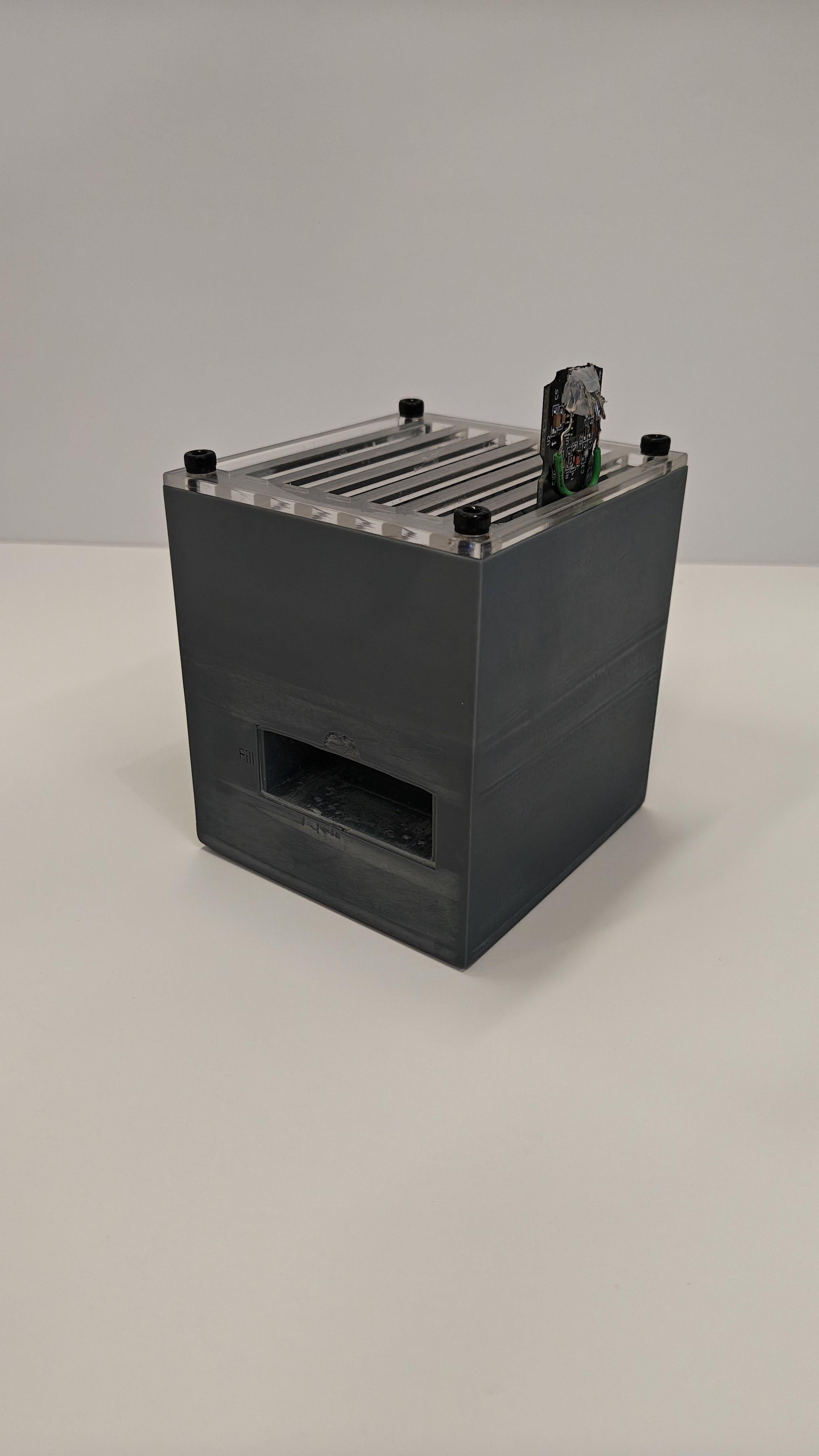 Enclosure with the clay pebble grate on top